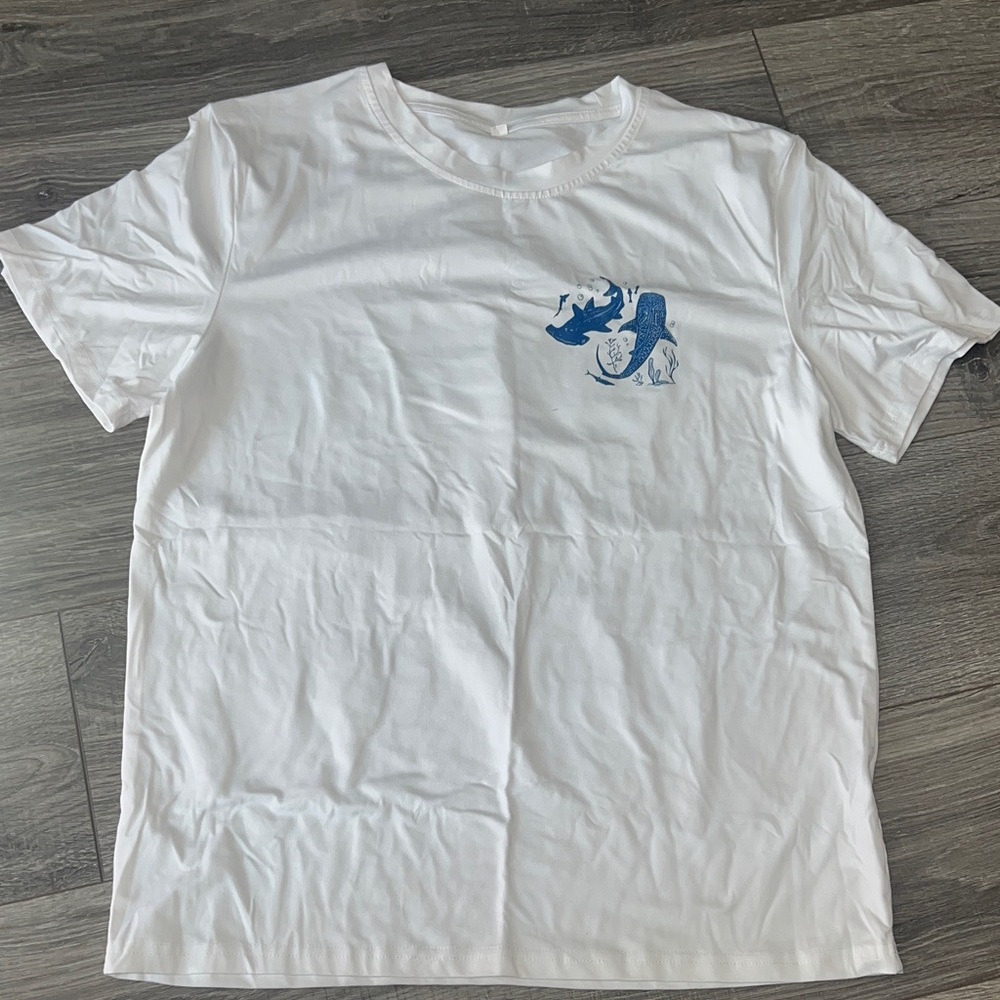 Amazon White Tee with Blue Graphic